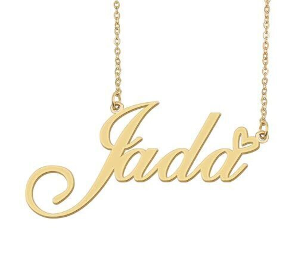 3983 Jada Name Necklace Heart Charm Pendant 18k Gold Plated Stainless Steel